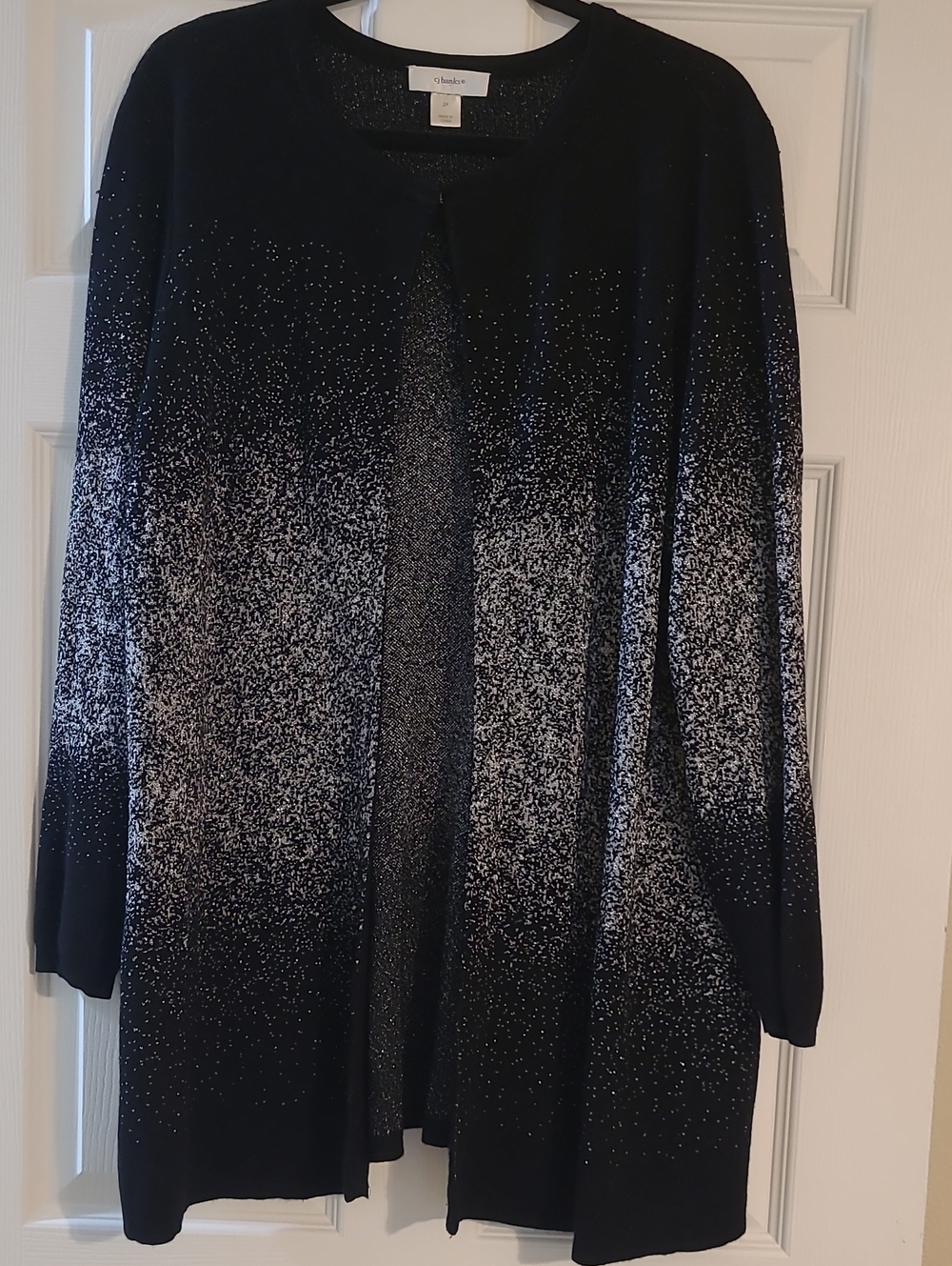 cj banks Black Cardigan with Silver Sparkle Ombre Size 2X